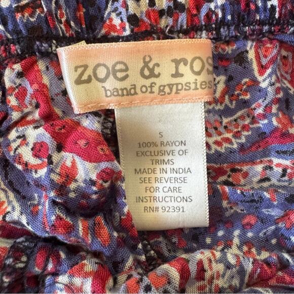 Zoe & Rose Band of Gypsies Girls Paisley Flowy Boho Flared Wide Leg Pants Size S - Picture 8 of 10